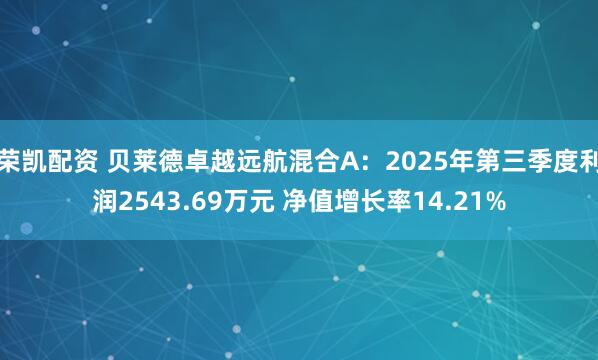 荣凯配资 贝莱德卓越远航混合A：2025年第三季度利润2543.69万元 净值增长率14.21%