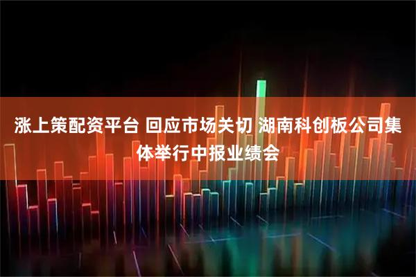 涨上策配资平台 回应市场关切 湖南科创板公司集体举行中报业绩会